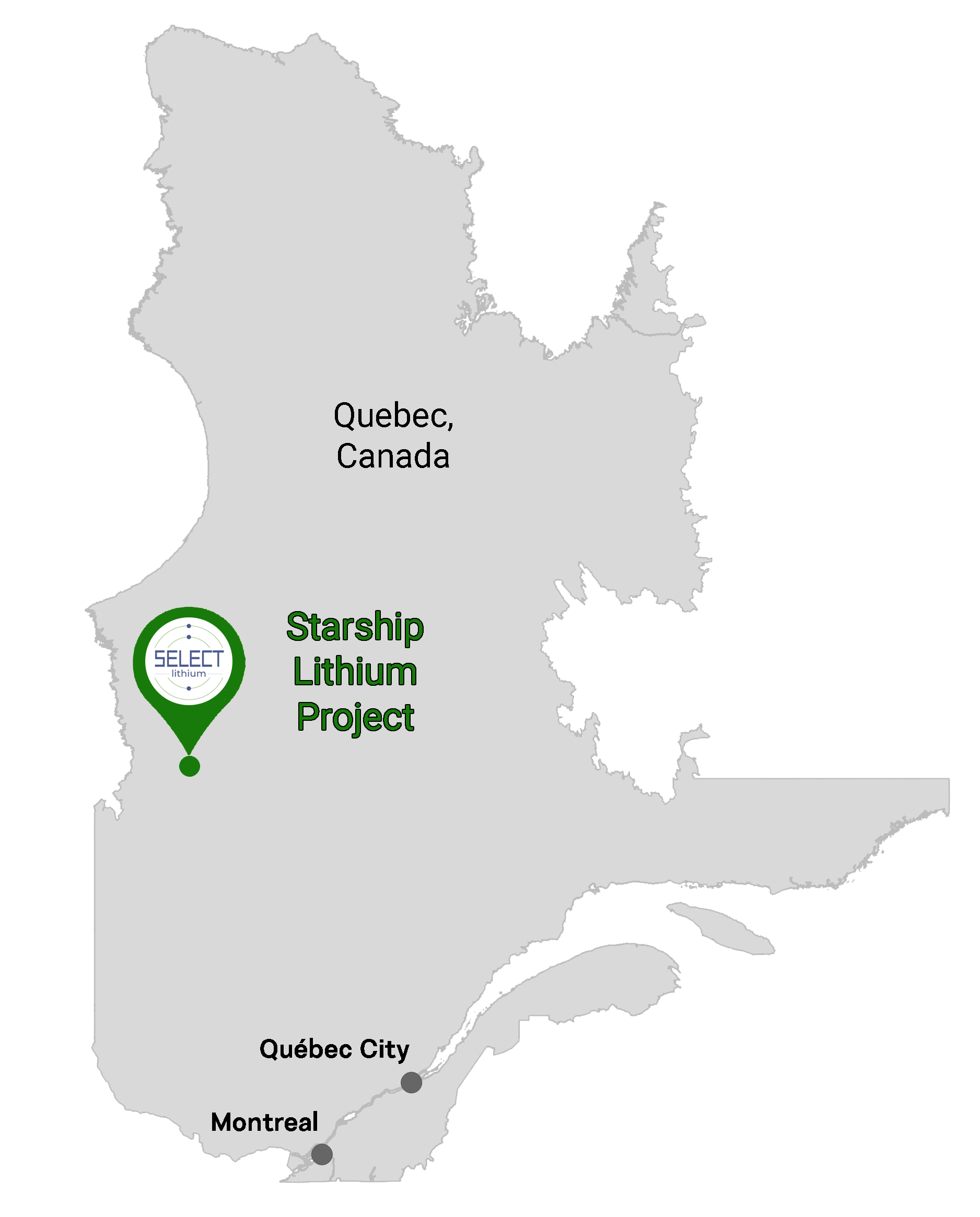 Quebec Map - Select Lithium Projects