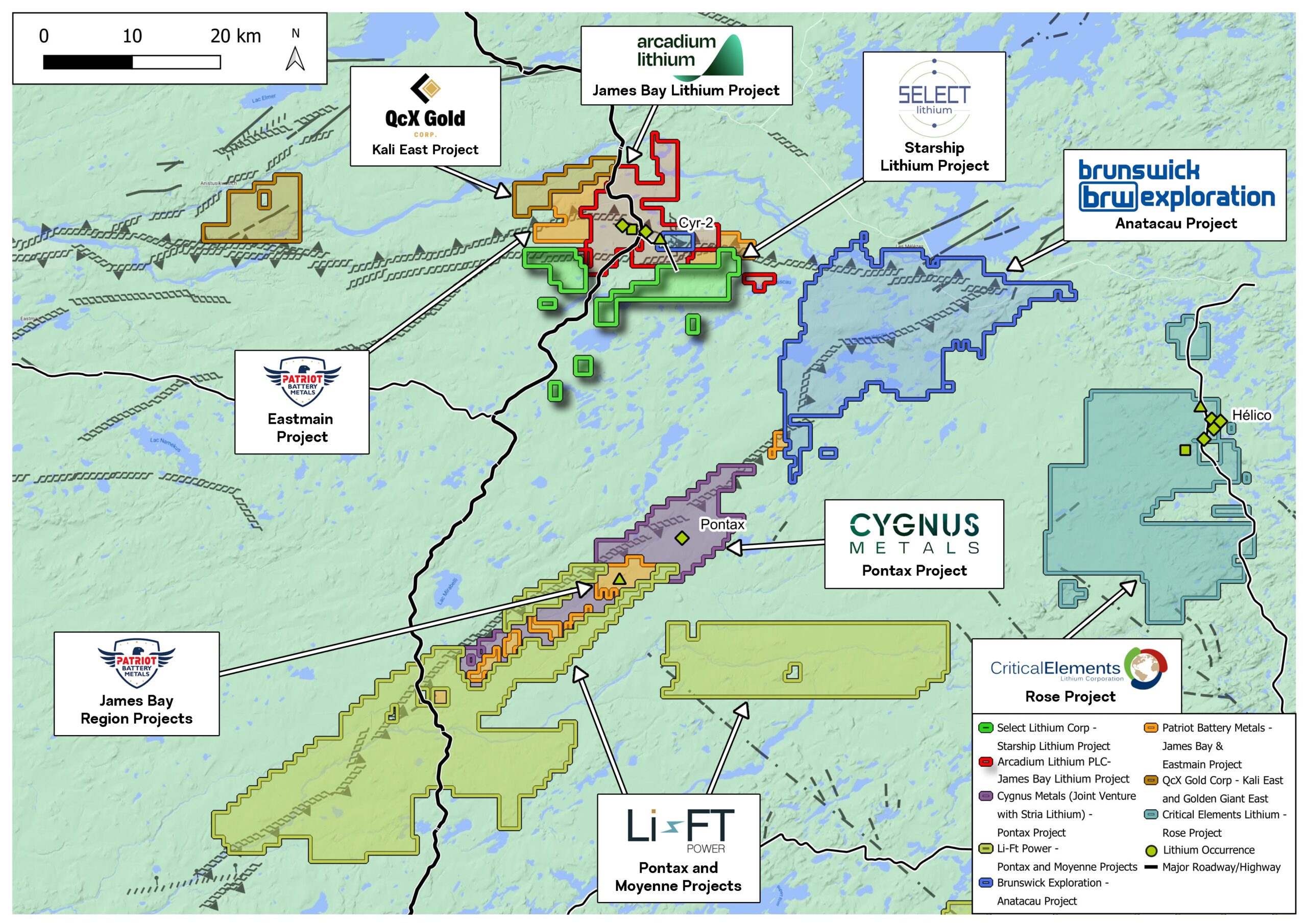 select lithium regional projects map